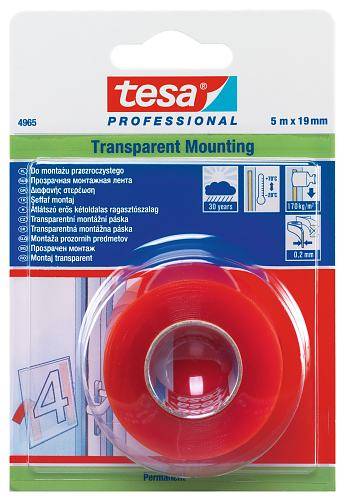 ΤΑΙΝΙΑ ΣΤΕΡΕΩΣΗΣ ΔΙΠΛΗΣ ΟΨΗΣ PROFESSIONAL 5MX19MM TRANSPARENT TESA