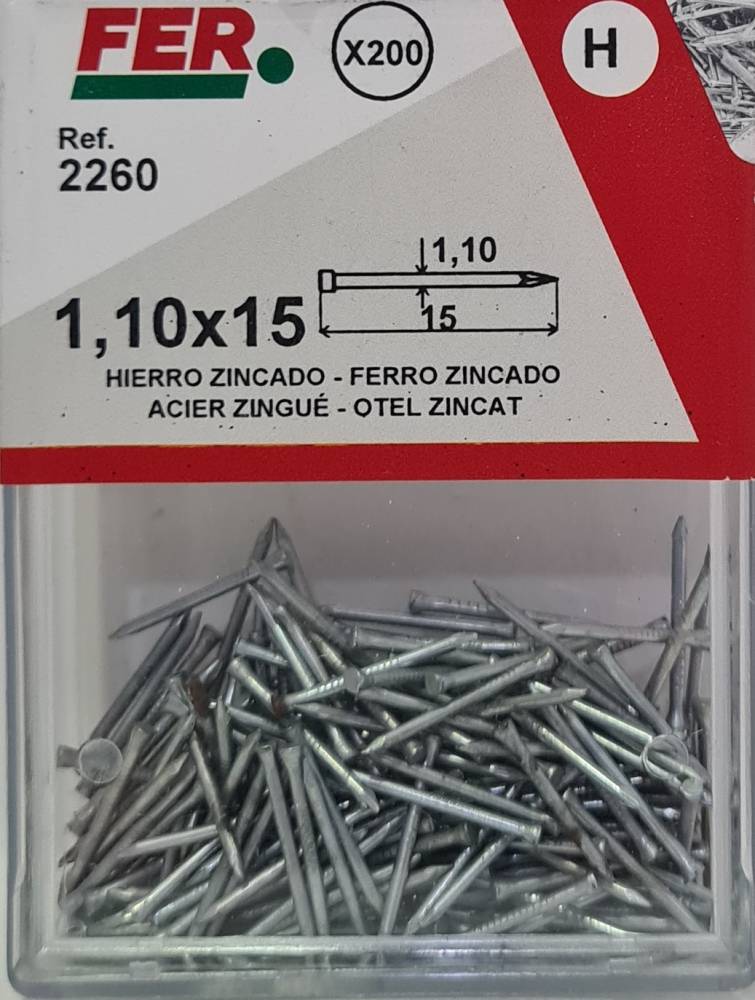 ΒΕΛΟΝΕΣ ΞΥΛΟΥ FLAT HEAD 1.10X15MM (240 ΤΕΜΑΧΙΑ) FER