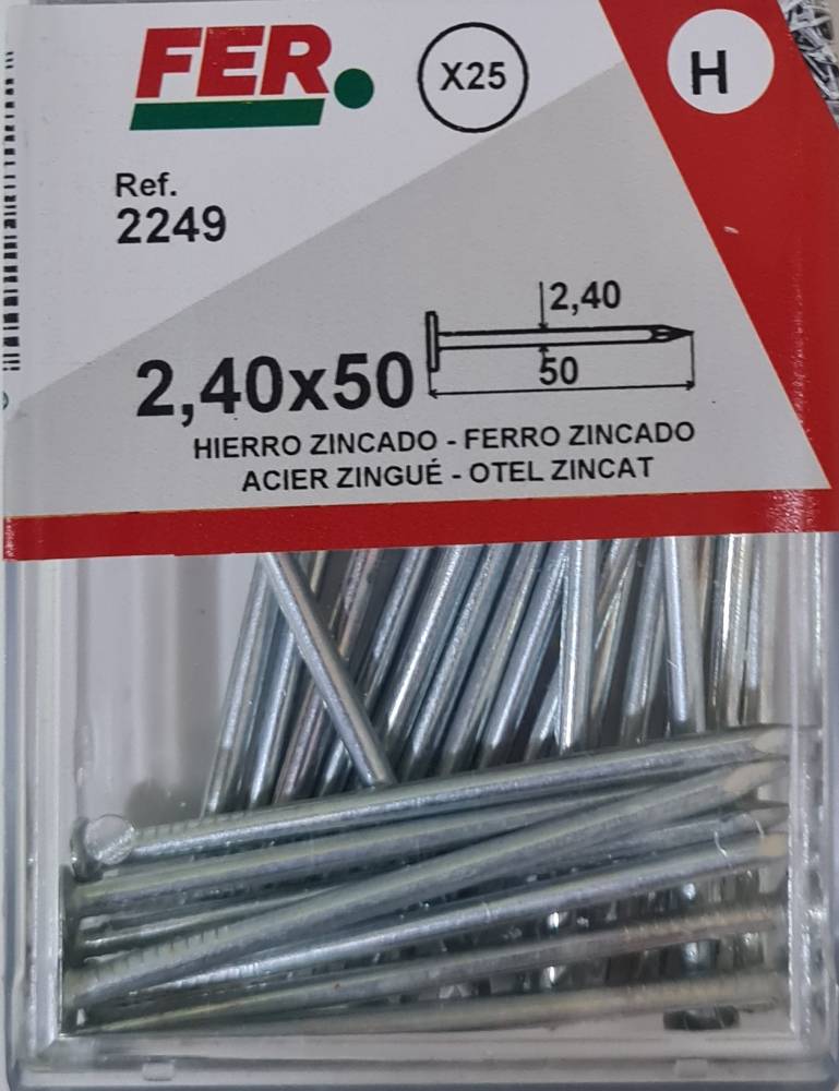 ΒΕΛΟΝΕΣ ΞΥΛΟΥ FLAT HEAD 2.40X50MM ΓΑΛΒΑΝΙΖΕ FER (25 ΤΕΜΑΧΙΑ)