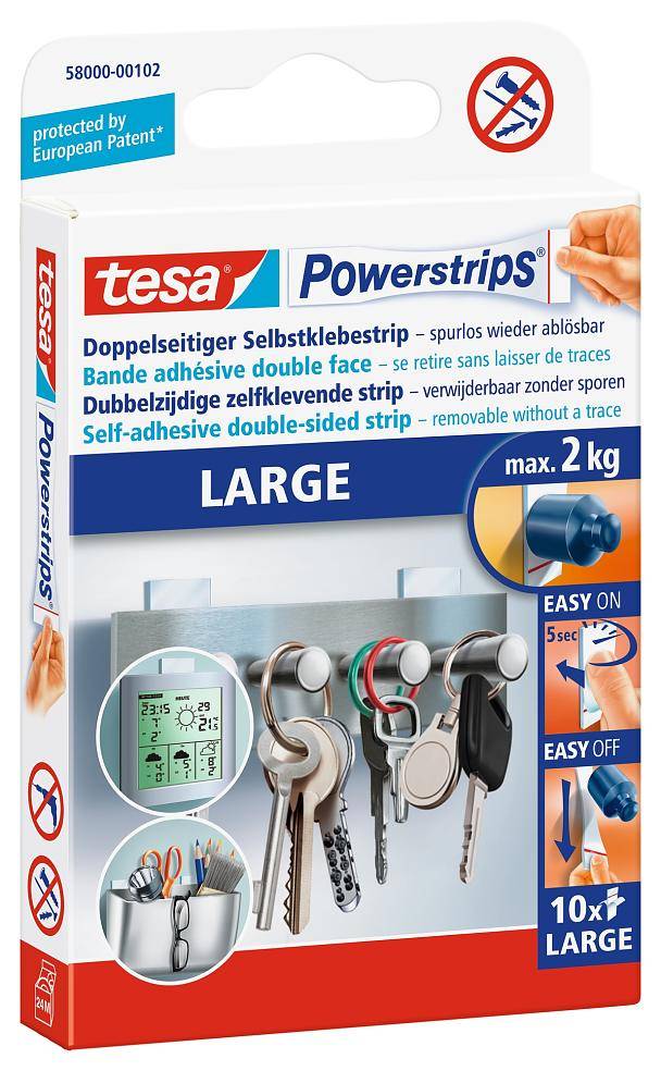 TESA POWERSTRIPS LARGE 10 ΤΕΜΑΧΙΑ (ΑΥΤΟΚΟΛΛΗΤΕΣ ΤΑΙΝΙΕΣ ΔΙΠΛΗΣ ΟΨΕΩΣ 2CMX5CM)