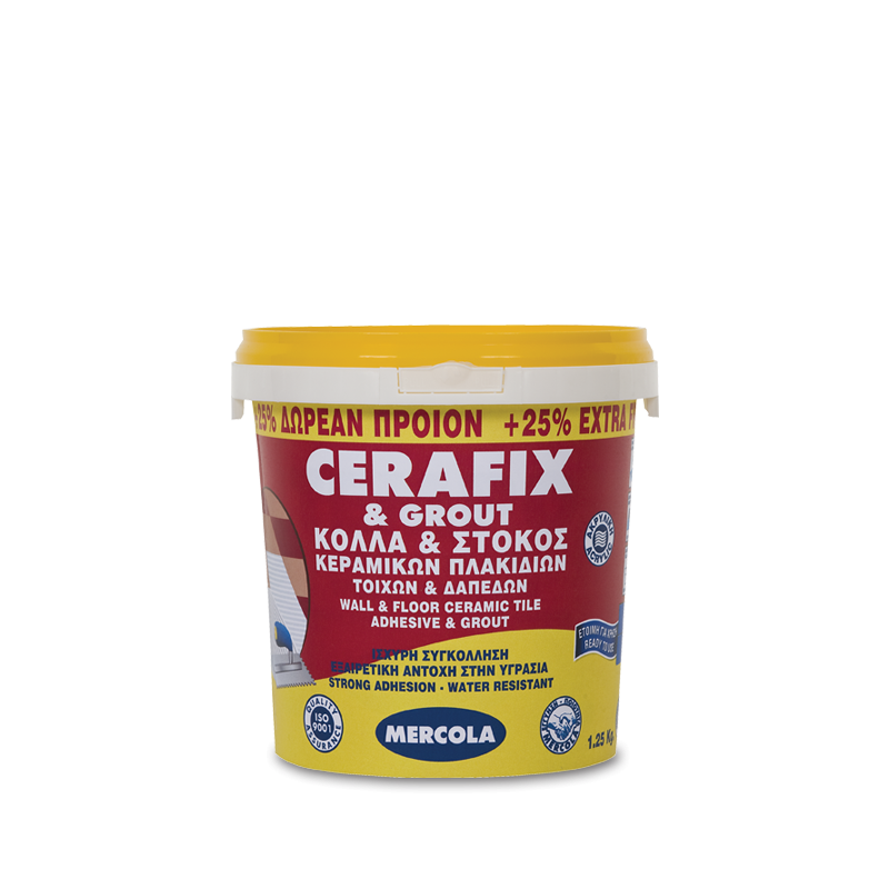 CERAFIX & GROUT 1KG + 250GR FREE (Έτοιμη για χρήση ακρυλική κόλλα και αρμόστοκος πλακιδίων σε πάστα)