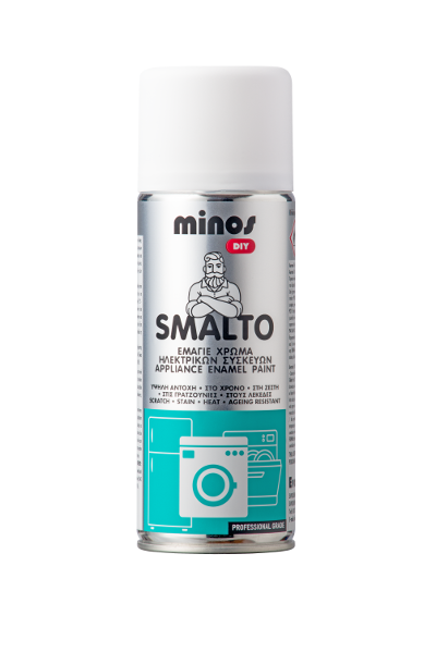 MINOS SMALTO PAINT SPRAY 400ML (ΤΑΧΥΣΤΕΓΝΩΤΟ ΕΜΑΓΙΕ ΧΡΩΜΑ ΓΙΑ ΒΑΦΗ ΛΕΥΚΩΝ ΟΙΚΙΑΚΩΝ ΗΛΕΚΤΡΙΚΩΝ ΣΥΣΚΕΥΩΝ)